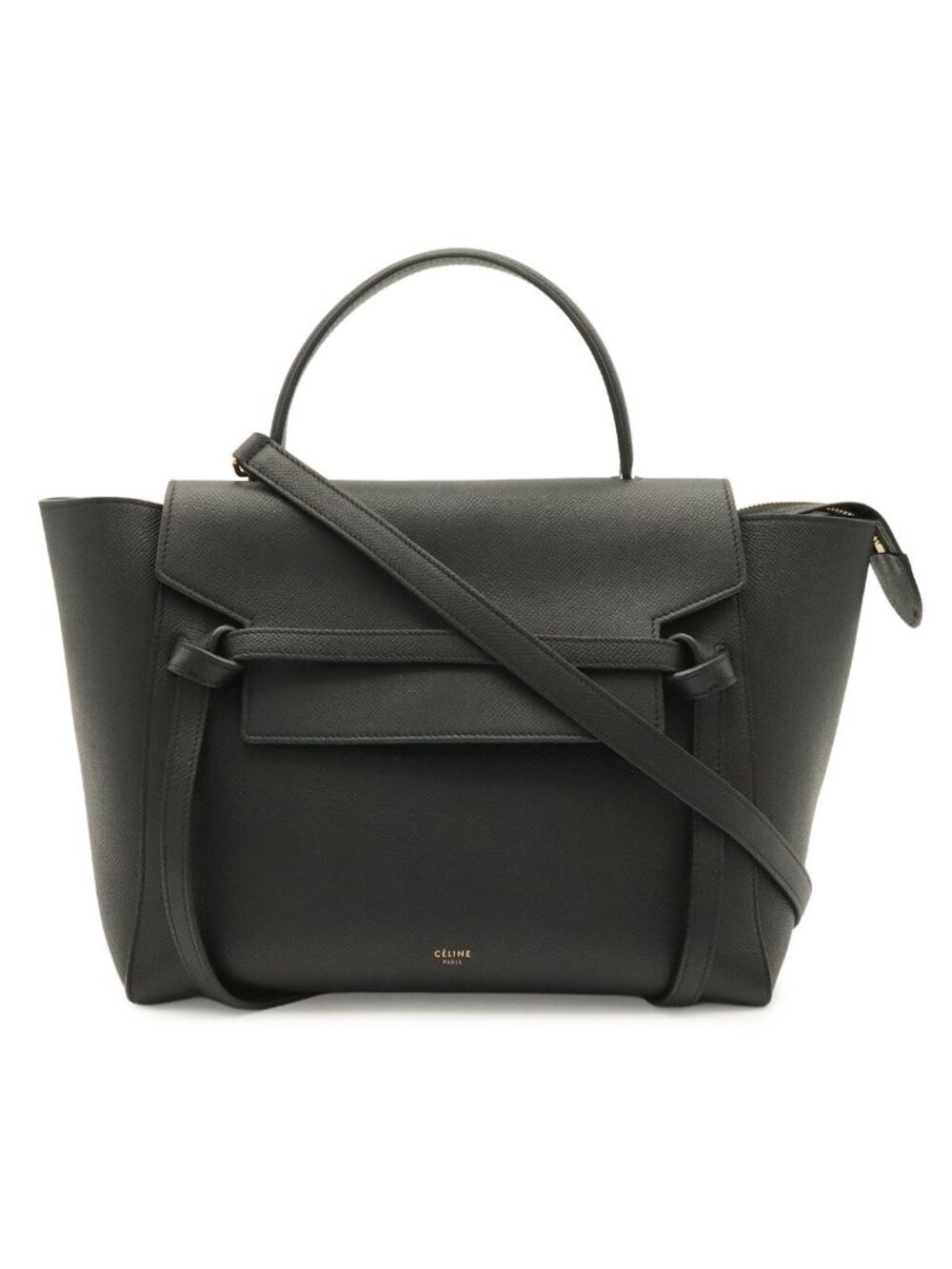 Celine Belt Bag Mini Tote 2-Way Grained Calfskin Black Gold